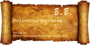 Belinszky Bertalan névjegykártya